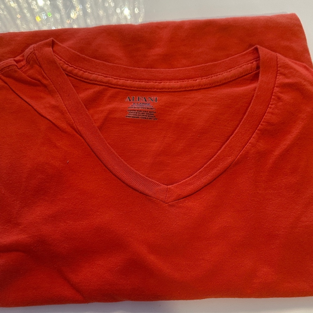 Selected 5 Ts for $22 Bold Red V-Neck Tee. New no tag
